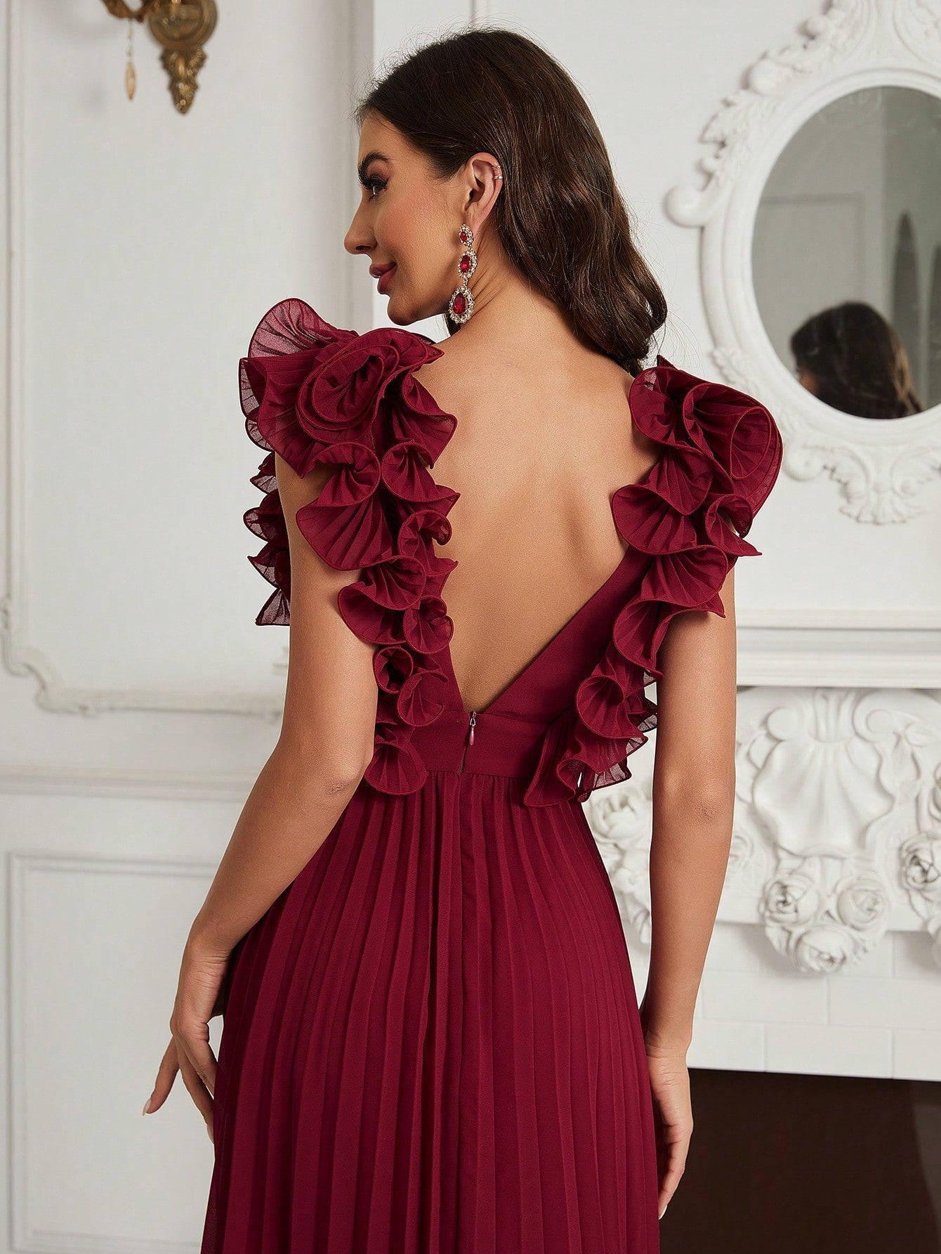 Belle Irregular Ruffle Hem Single Shoulder Women's Evening Dress With 3d Flowers And Shoulder Patchwork (heavy Duty)