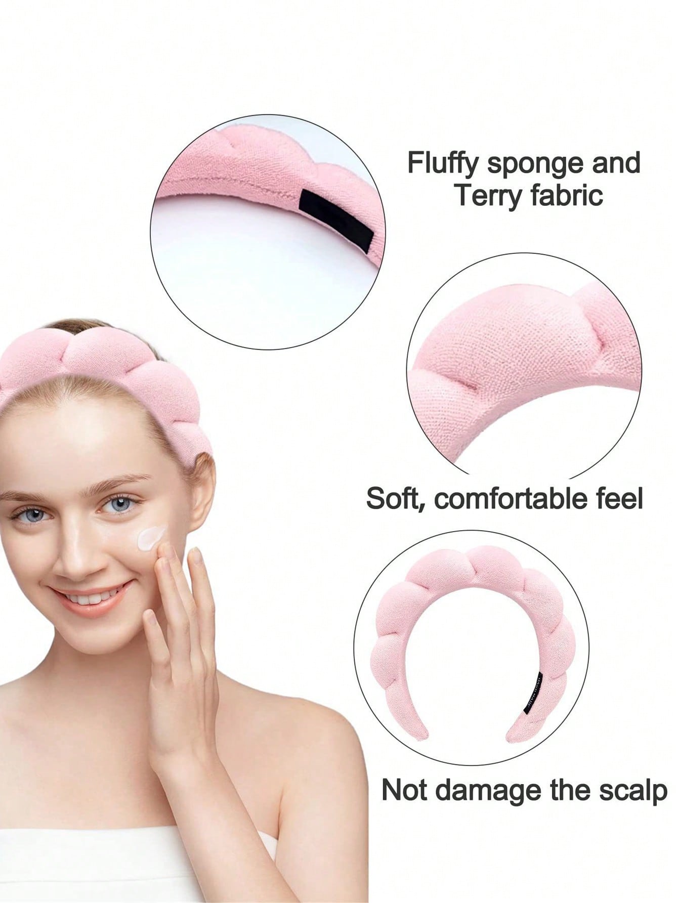 1 Pack Spa Headband Skincare Headbands, Makeup Headband Sponge Terry Cloth Headbands Face Wash Headband Puffy Hair Band for Washing Face Women Girls Black