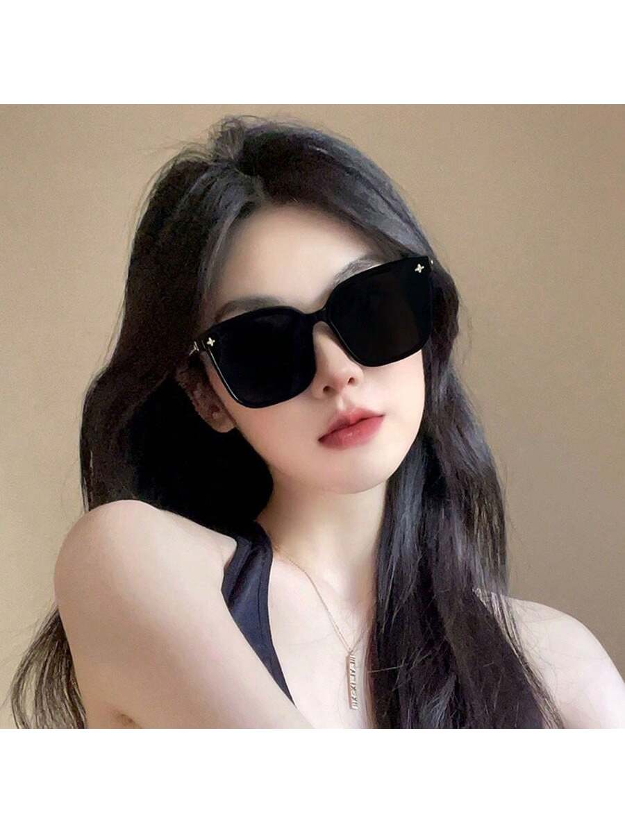 1pc Oversized Sunglasses, Trendy & Cool Style, Pc Material, Anti-glare & Windproof, Suit For Any Occasions