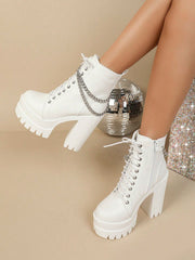 Women's Ankle Boots & Short Boots Fashionable High Heel Chain & Platform & Chunky Boots