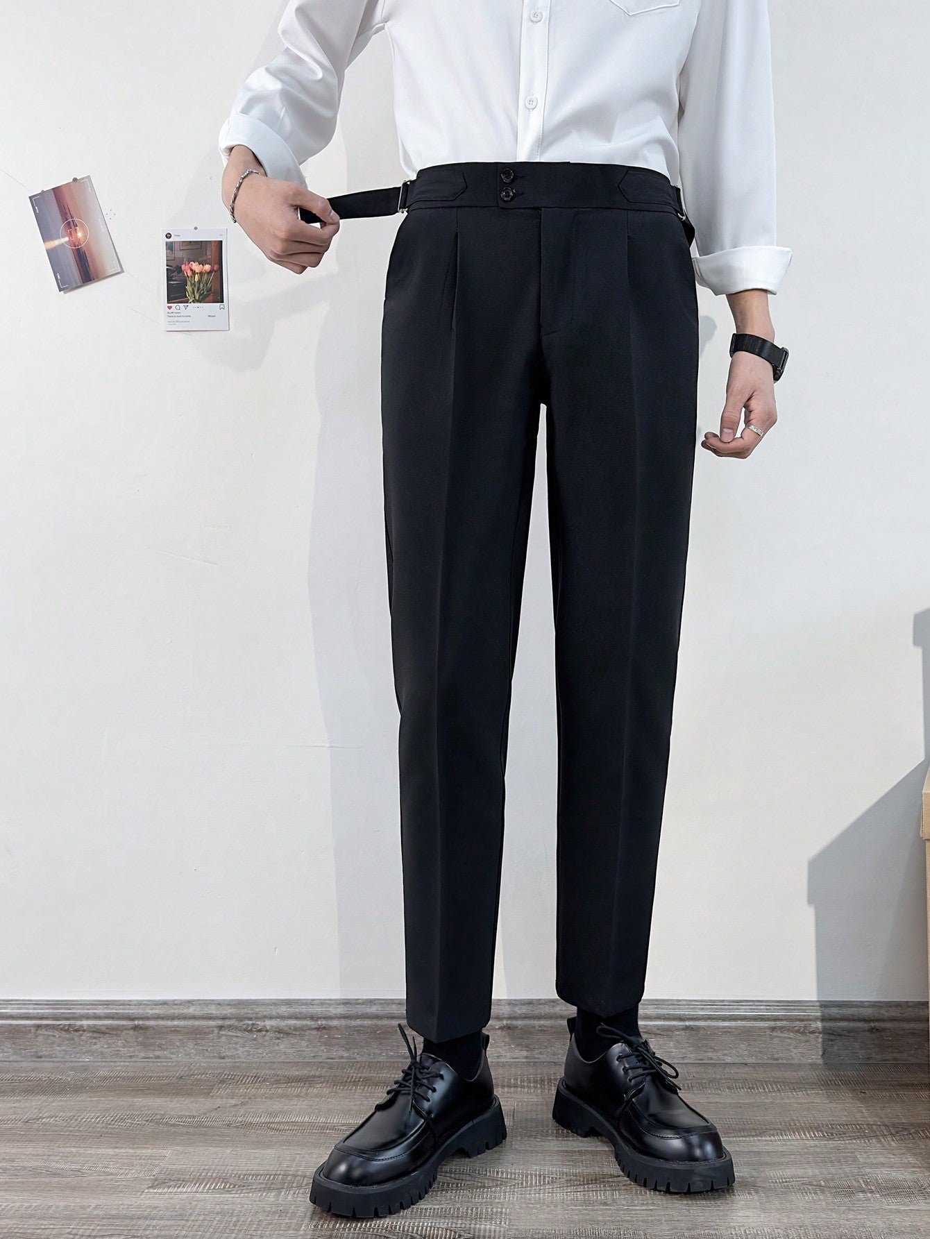 Men Fashionable And Elegant High-Rise Straight Cropped Pants With High Sensitivity