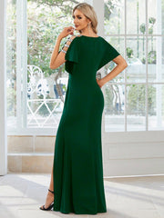 EVER-PRETTY Sexy Hollow Out Design Shoulder Detail High Slit Dress For Formal Occasions