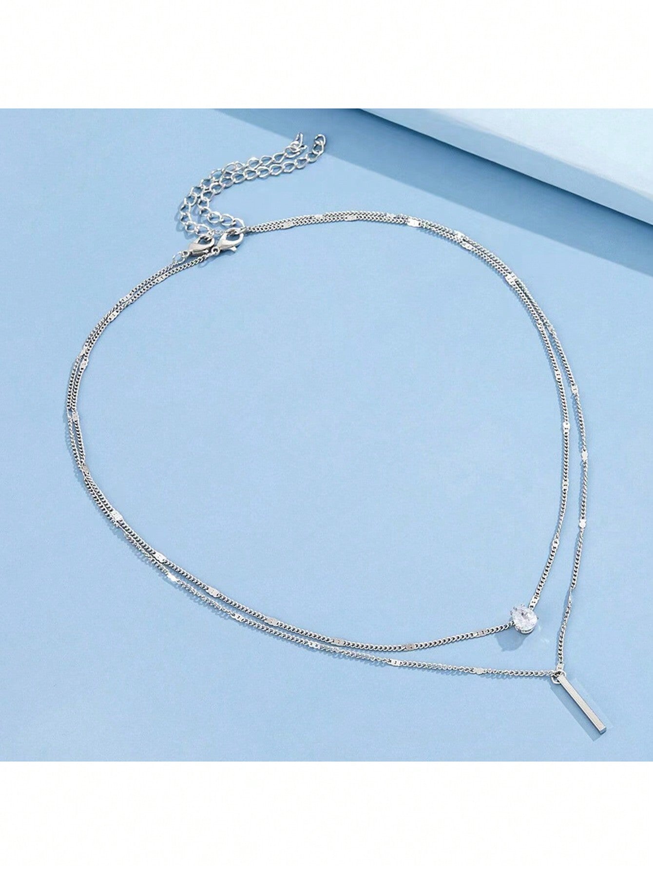 1pc V-shape Bar Pendant Minimalist Necklace For Women, Unique Sweater Chain For Collarbone