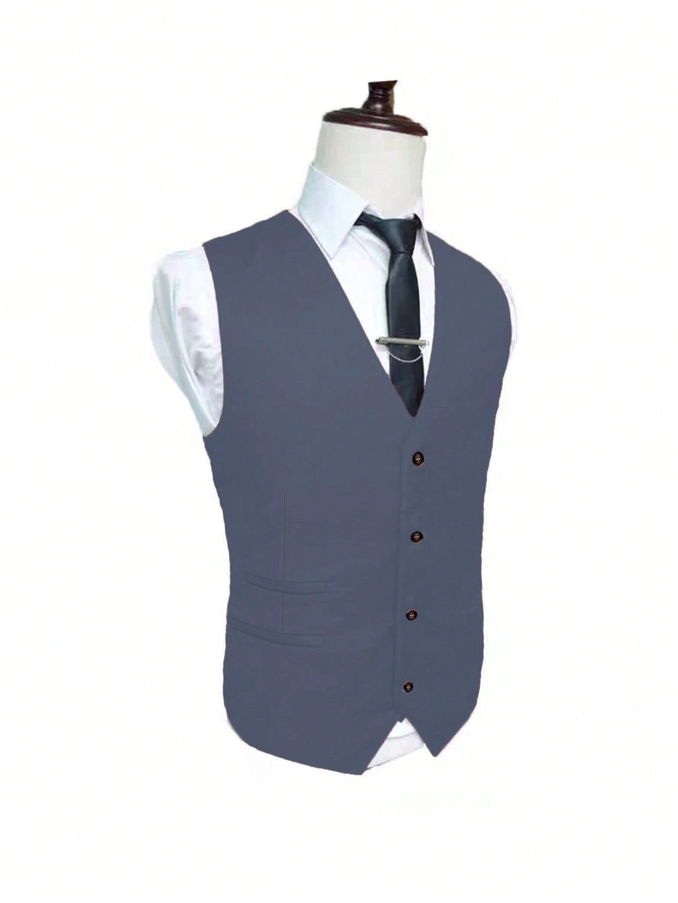 Manfinity Mode Men Adjustable Strap Back Button Up Waistcoat & Suit Pants Without Shirt