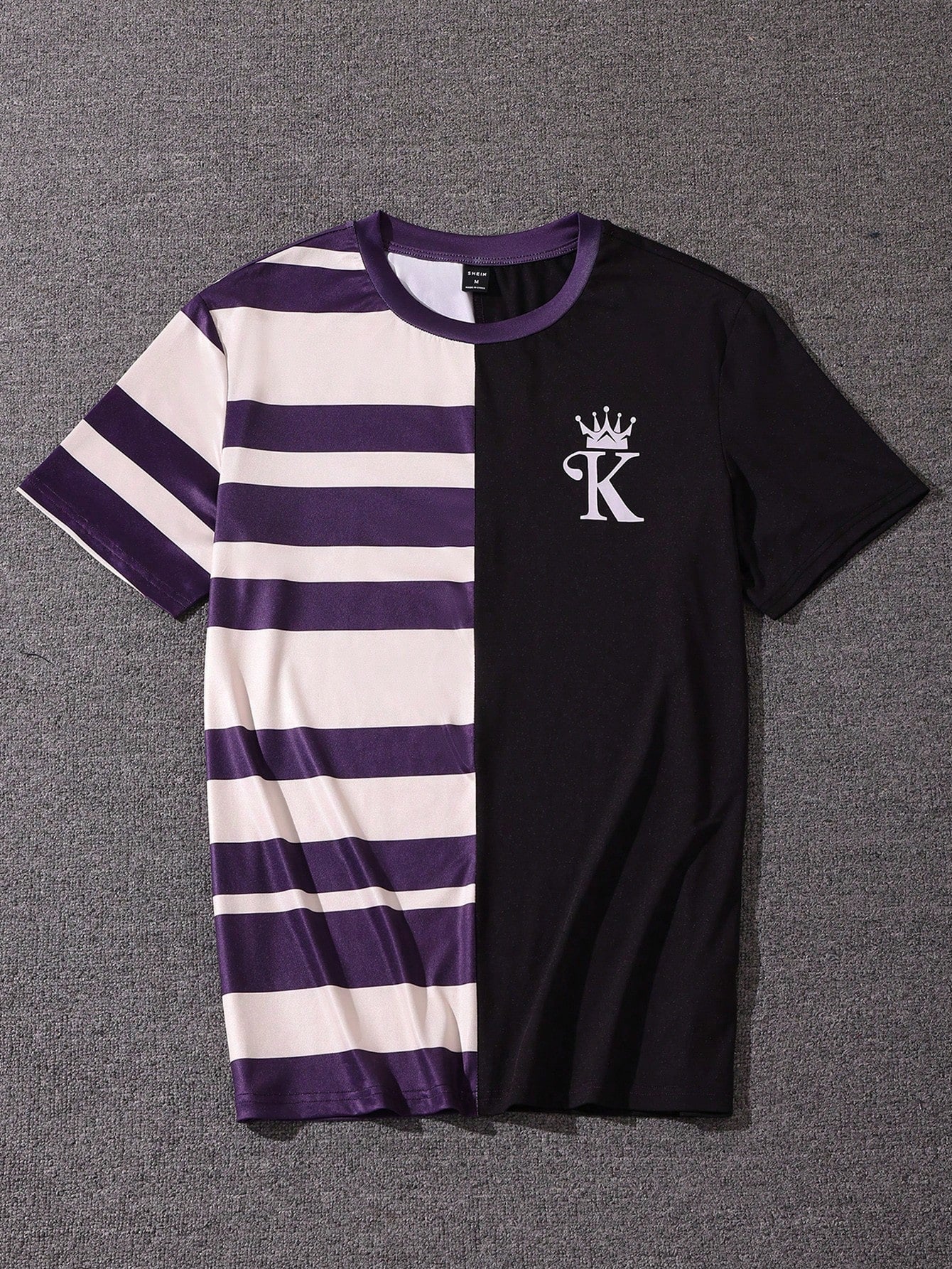 Men's Letter Striped Printed T-shirt