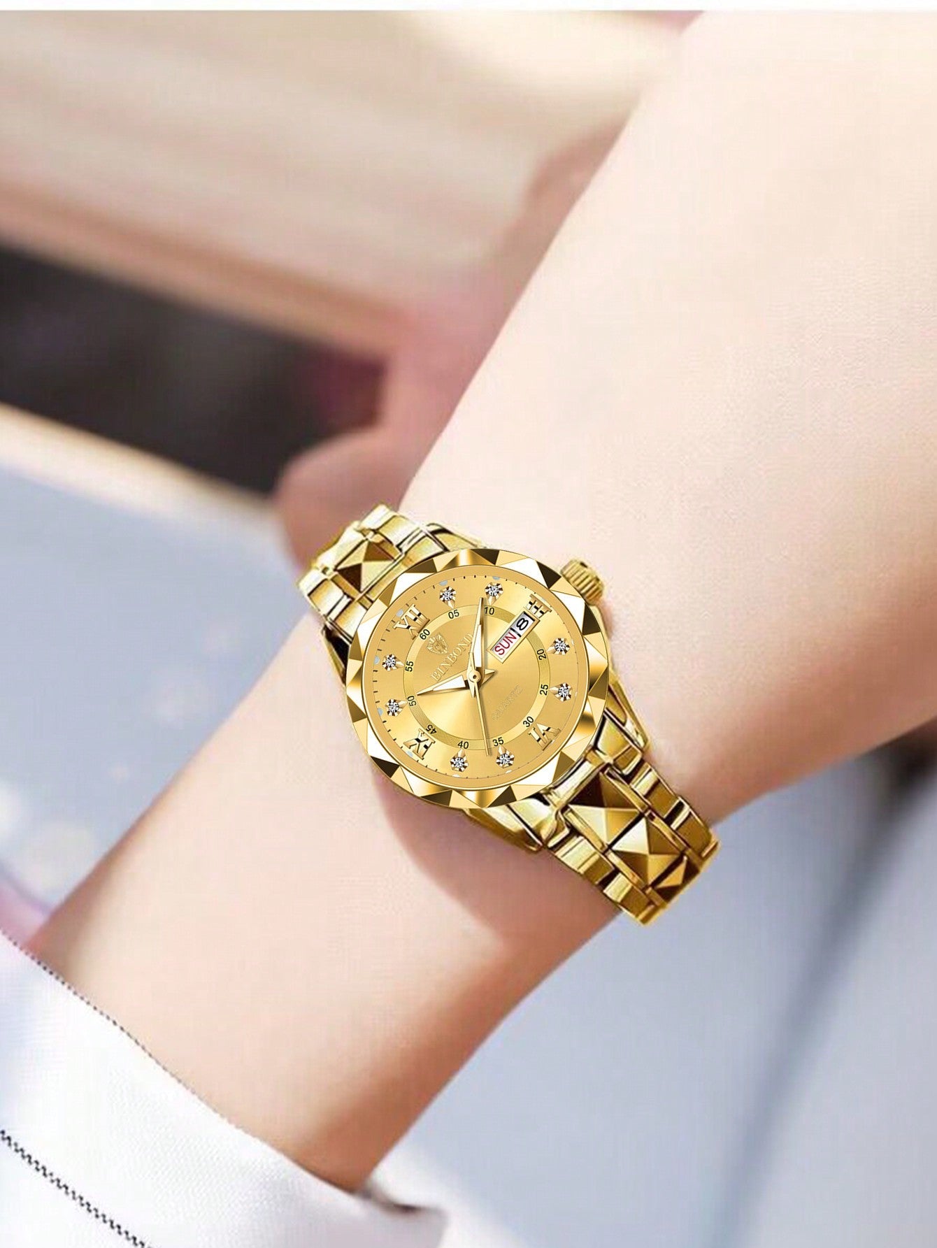 Luxury Quartz Watch For Women, Fashion Waterproof Night Light Stainless Steel Business Casual Dual Calendar Ladies Wristwatch