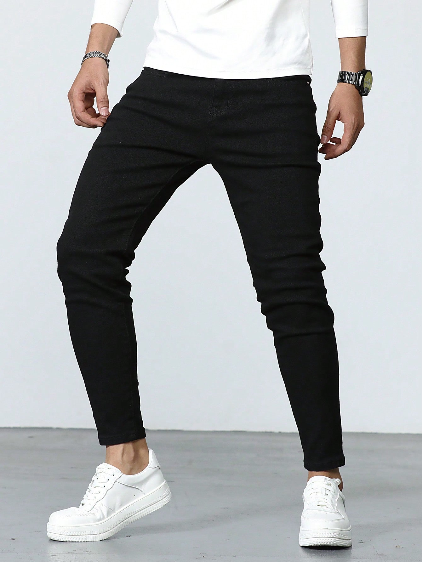 Manfinity Homme Men Solid Skinny Jeans