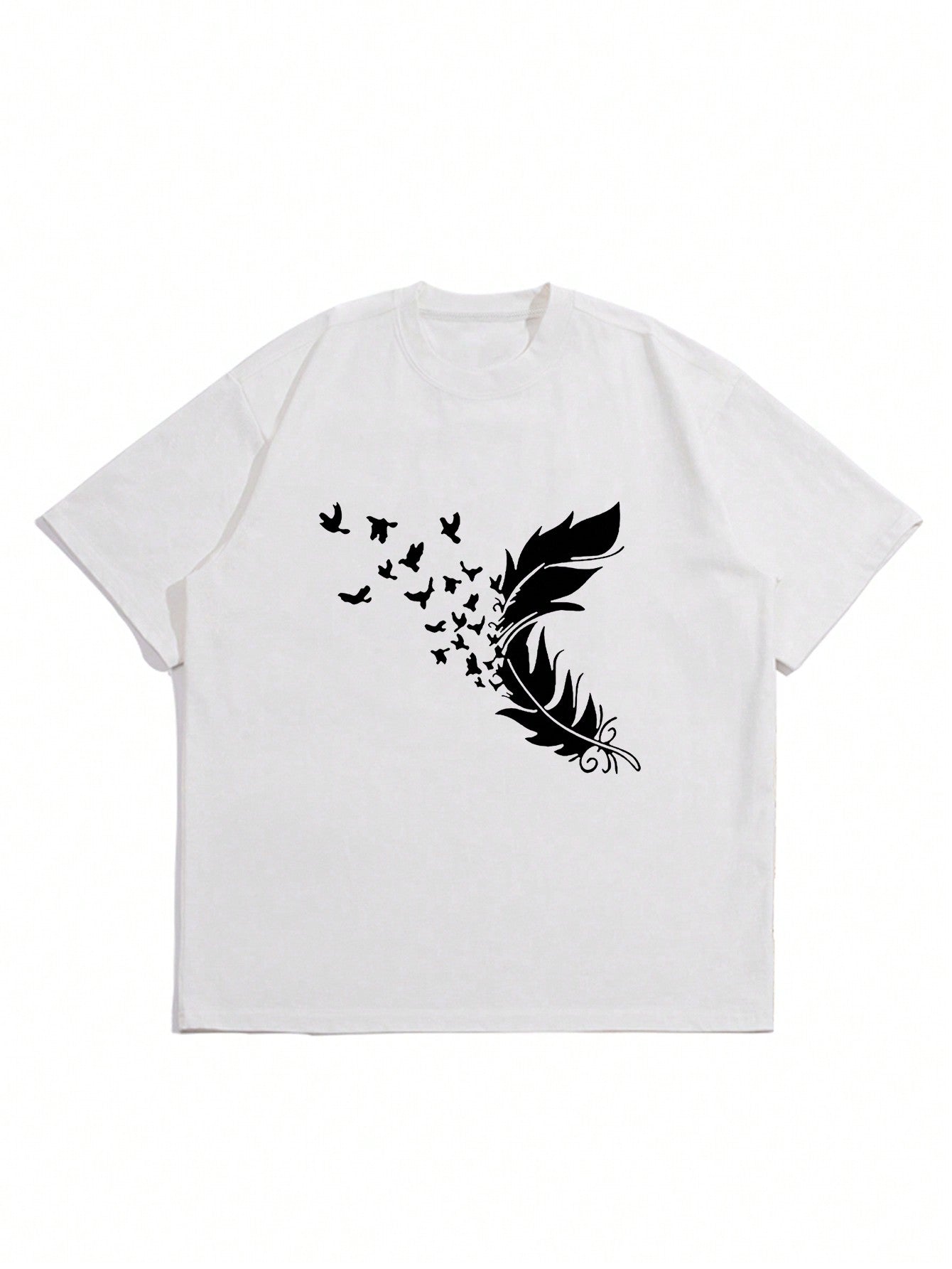 Men's Feather Printed Short Sleeve T-shirt