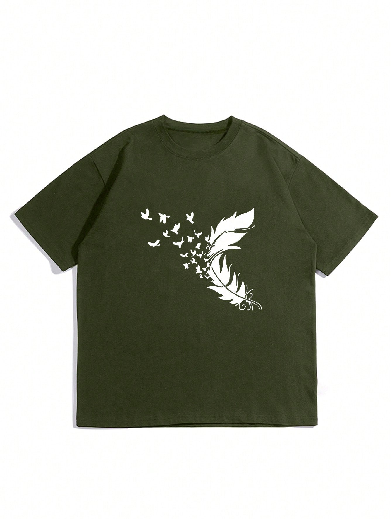 Men's Feather Printed Short Sleeve T-shirt