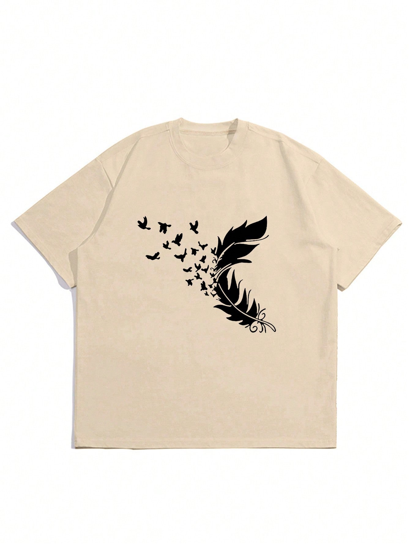 Men's Feather Printed Short Sleeve T-shirt