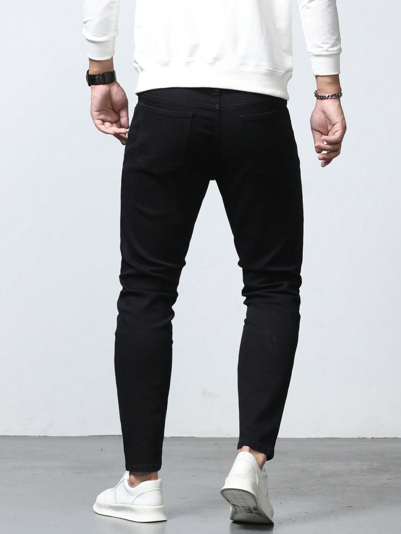 Manfinity Homme Men Cotton Solid Skinny Jeans