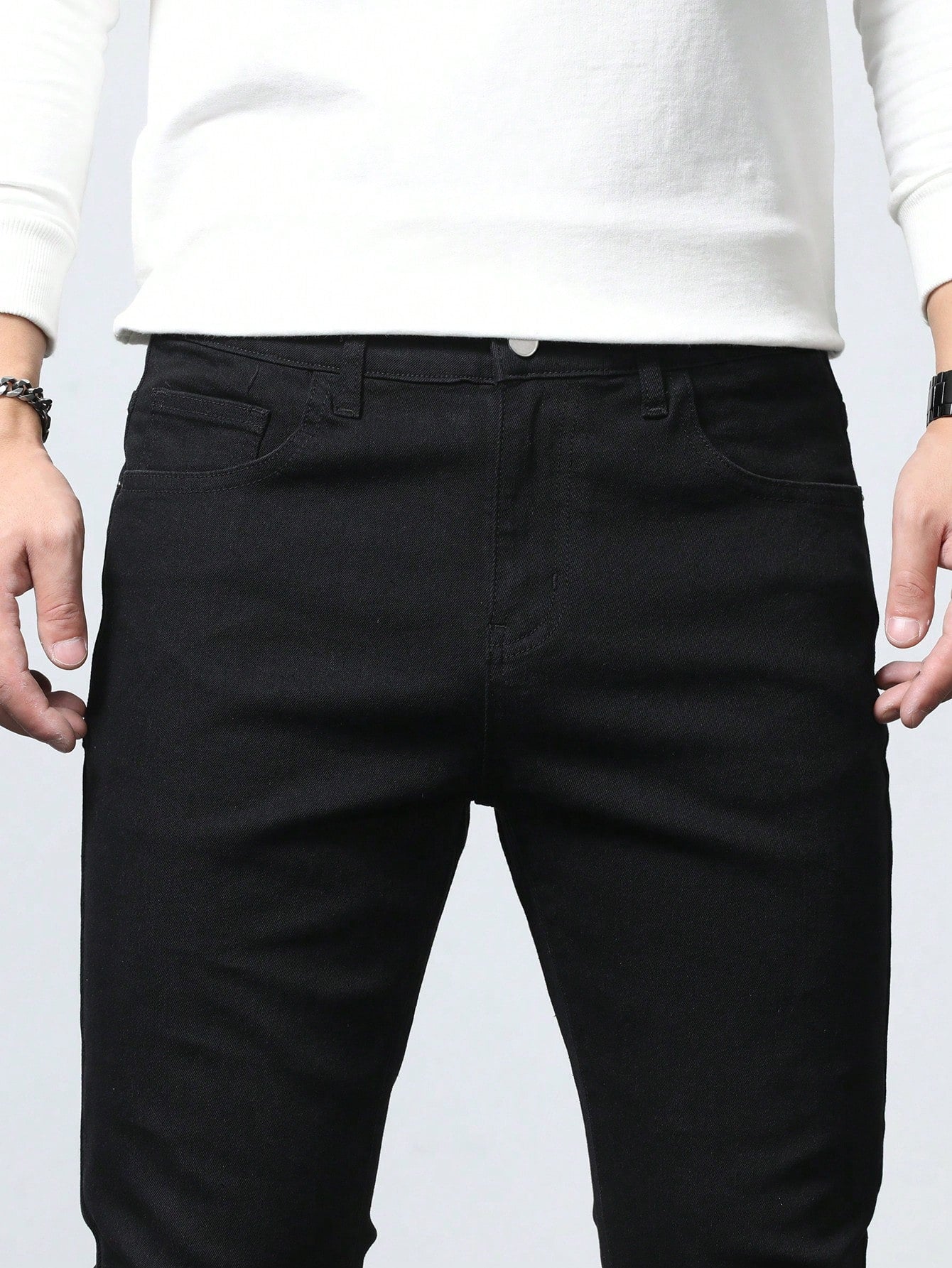 Manfinity Homme Men Cotton Solid Skinny Jeans