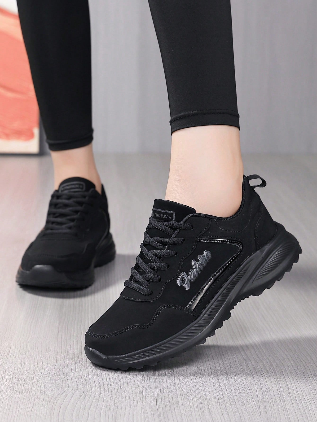 Women's Autumn & Winter Sports Shoes Leather Surface Water-proof & Anti-slippery Casual Sneakers In Black/purple