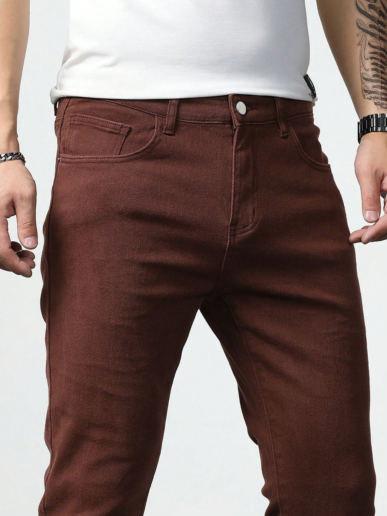 Manfinity Homme Men's Brown Slim Fit Jeans