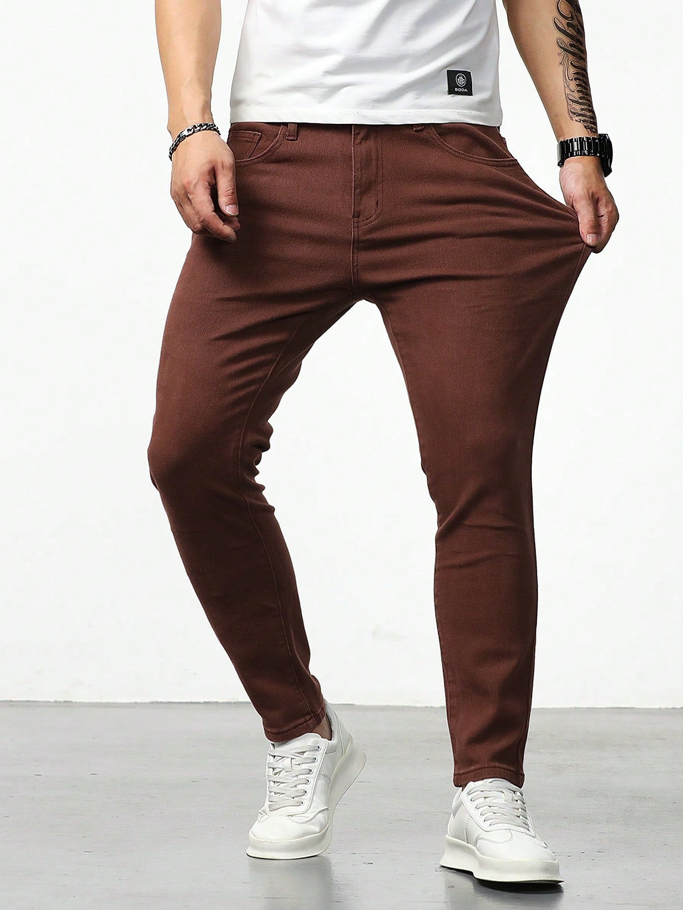 Manfinity Homme Men's Brown Slim Fit Jeans