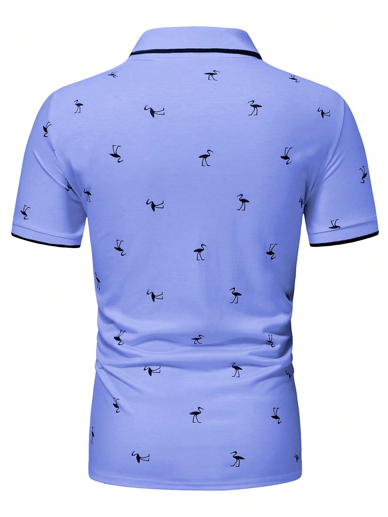 Manfinity RSRT Men Flamingo Print Contrast Trim Polo Shirt