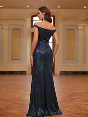 Belle Off Shoulder Mermaid Hem Holographic Formal Dress