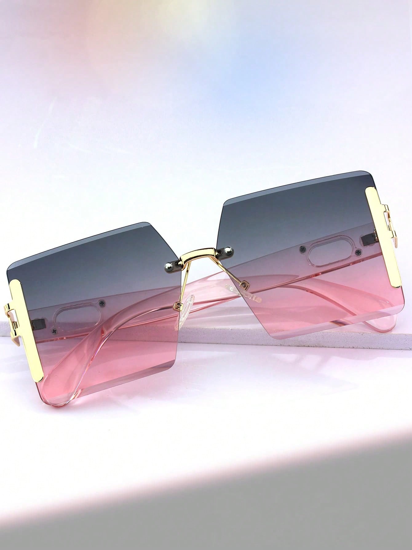 1pc Ladies' Elegant And Fashionable Metal Frame Sunglasses For Vacation