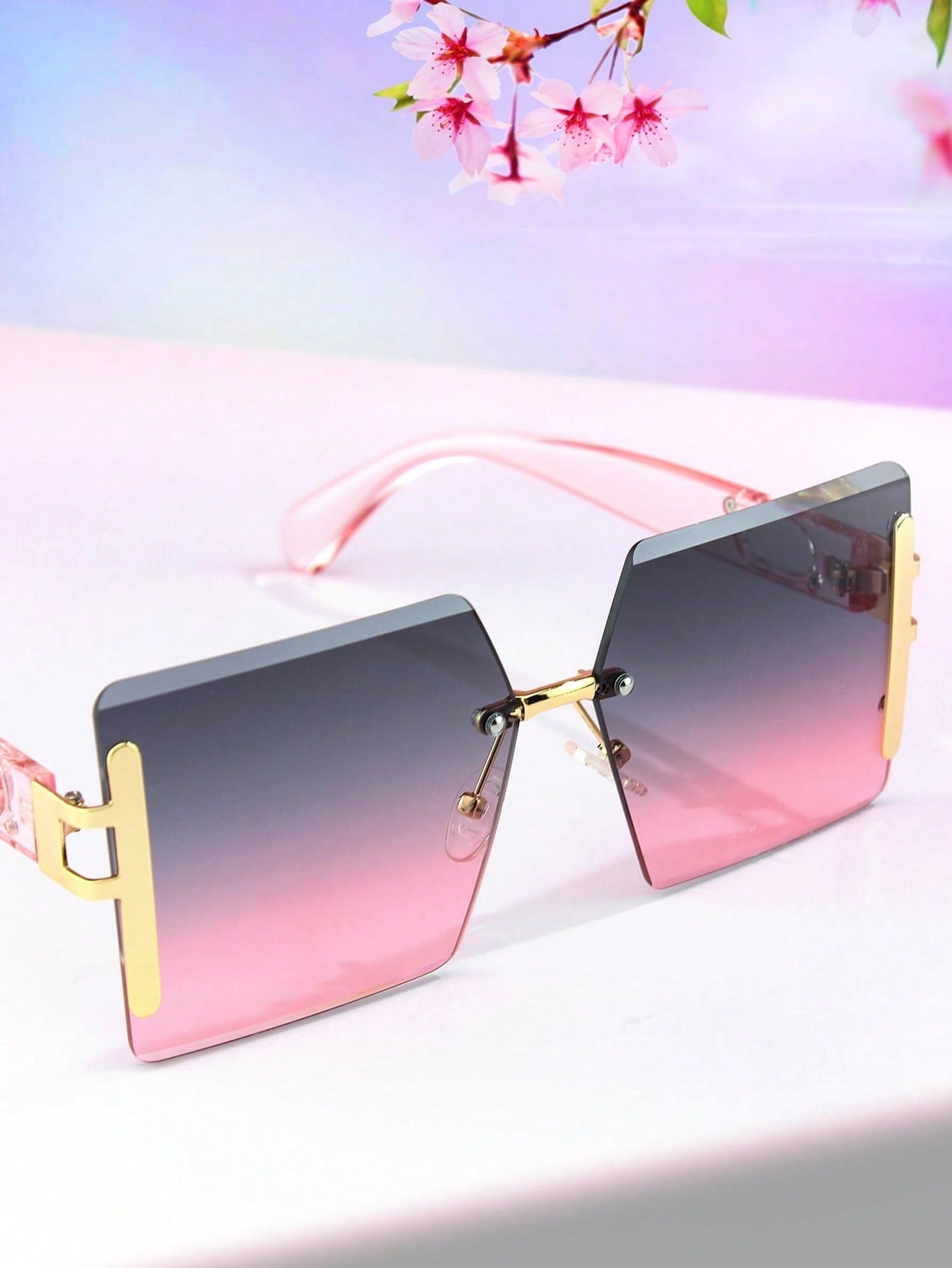 1pc Ladies' Elegant And Fashionable Metal Frame Sunglasses For Vacation