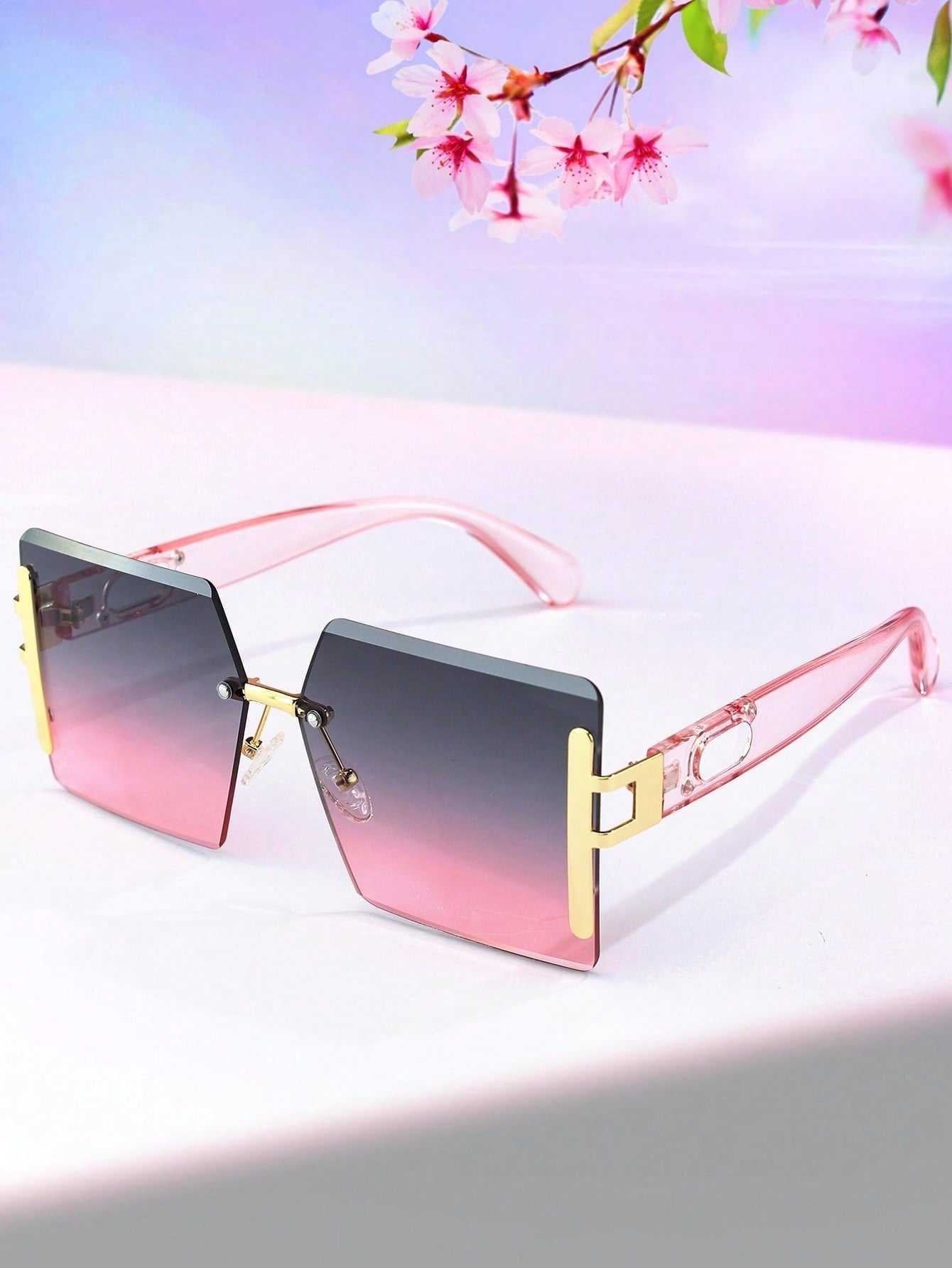 1pc Ladies' Elegant And Fashionable Metal Frame Sunglasses For Vacation