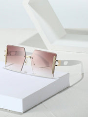 1pc Ladies' Elegant And Fashionable Metal Frame Sunglasses For Vacation