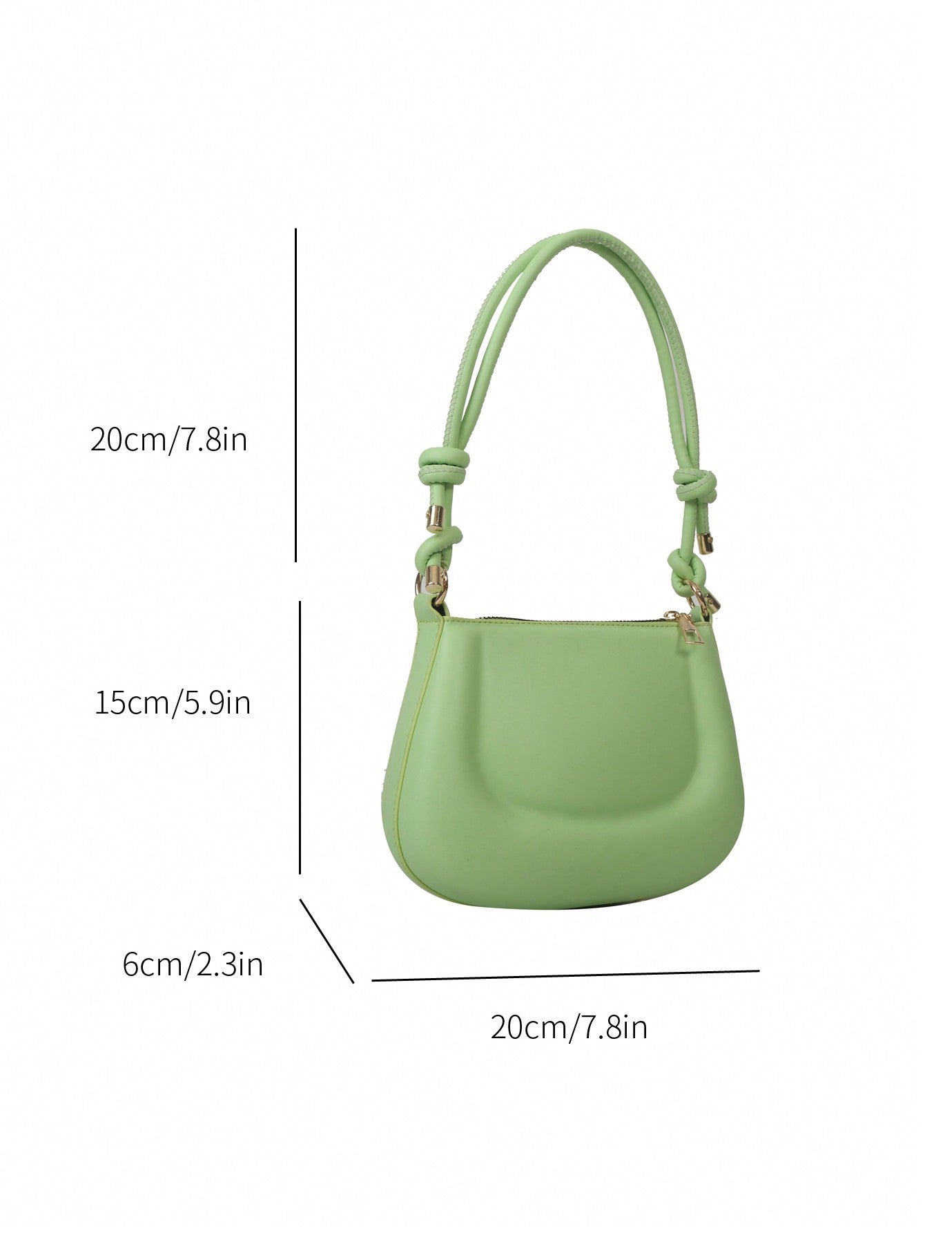 New women's mini shoulder bag simple solid color versatile small square bag Knotted Strap Shoulder Bag Solid Color Zipper Underarm Bag PU Leather Stylish Trendy Bag