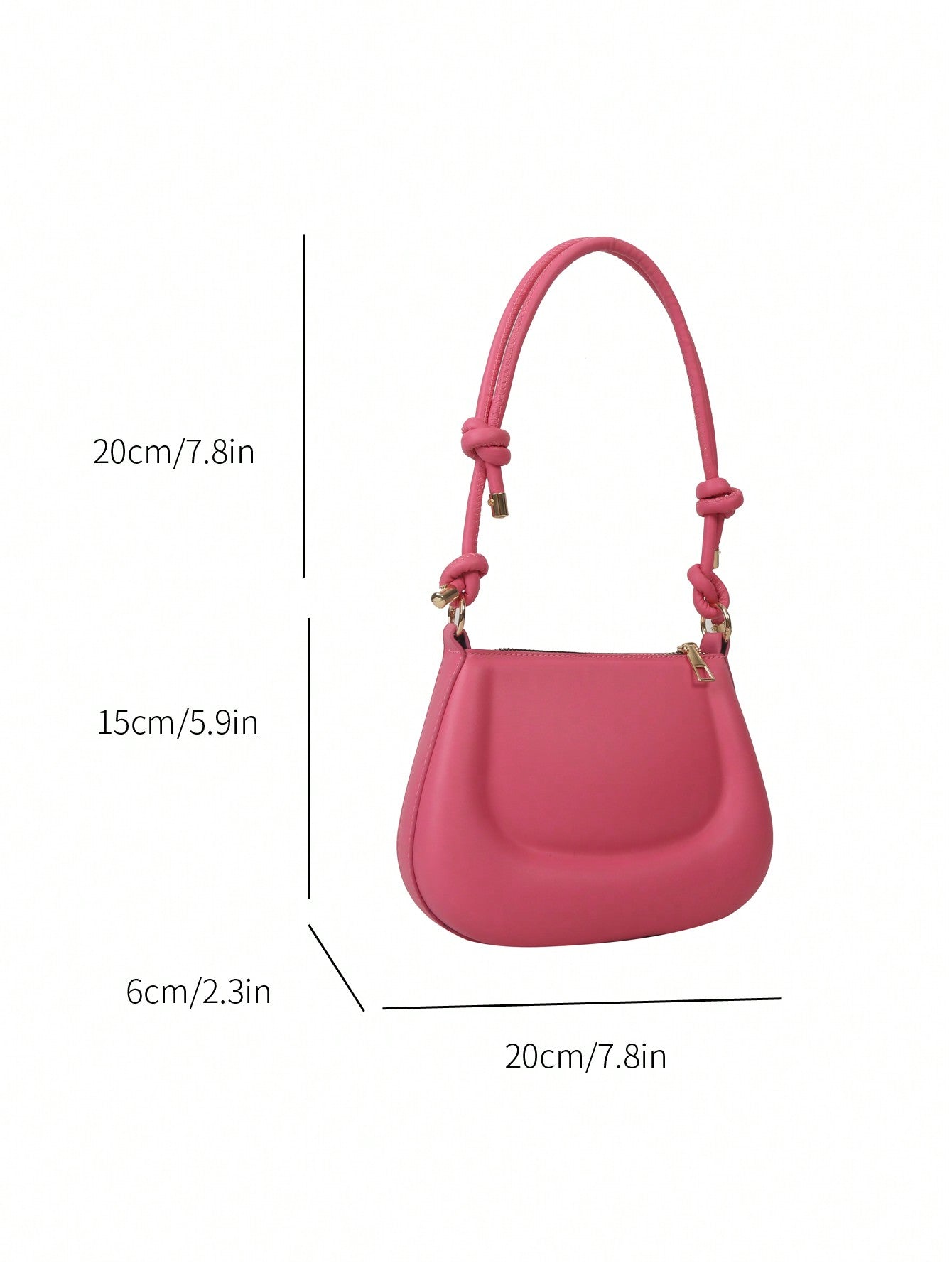 New women's mini shoulder bag simple solid color versatile small square bag Knotted Strap Shoulder Bag Solid Color Zipper Underarm Bag PU Leather Stylish Trendy Bag