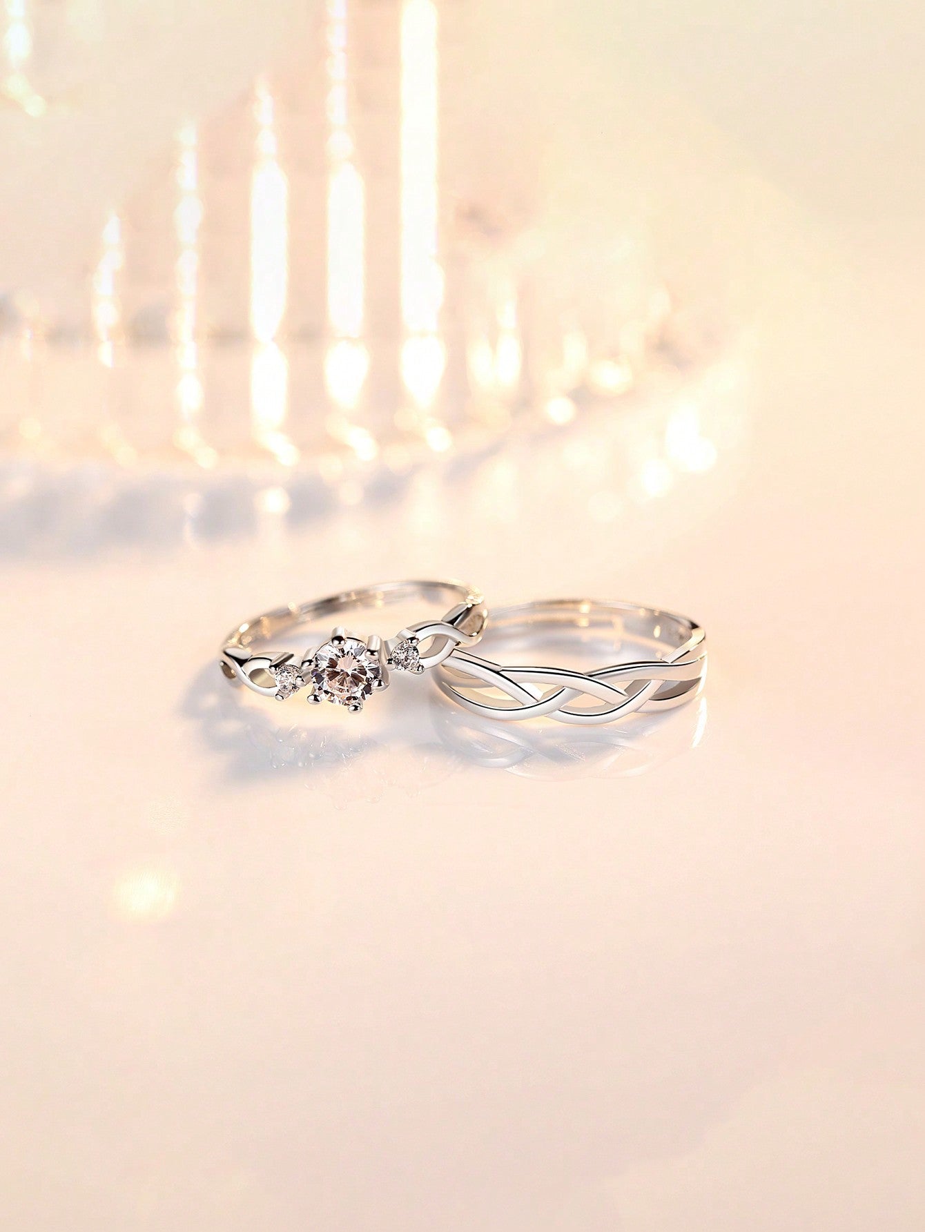 1pair Luxurious & Stylish Chic & Hollow Out Heart Adjustable Couple Rings