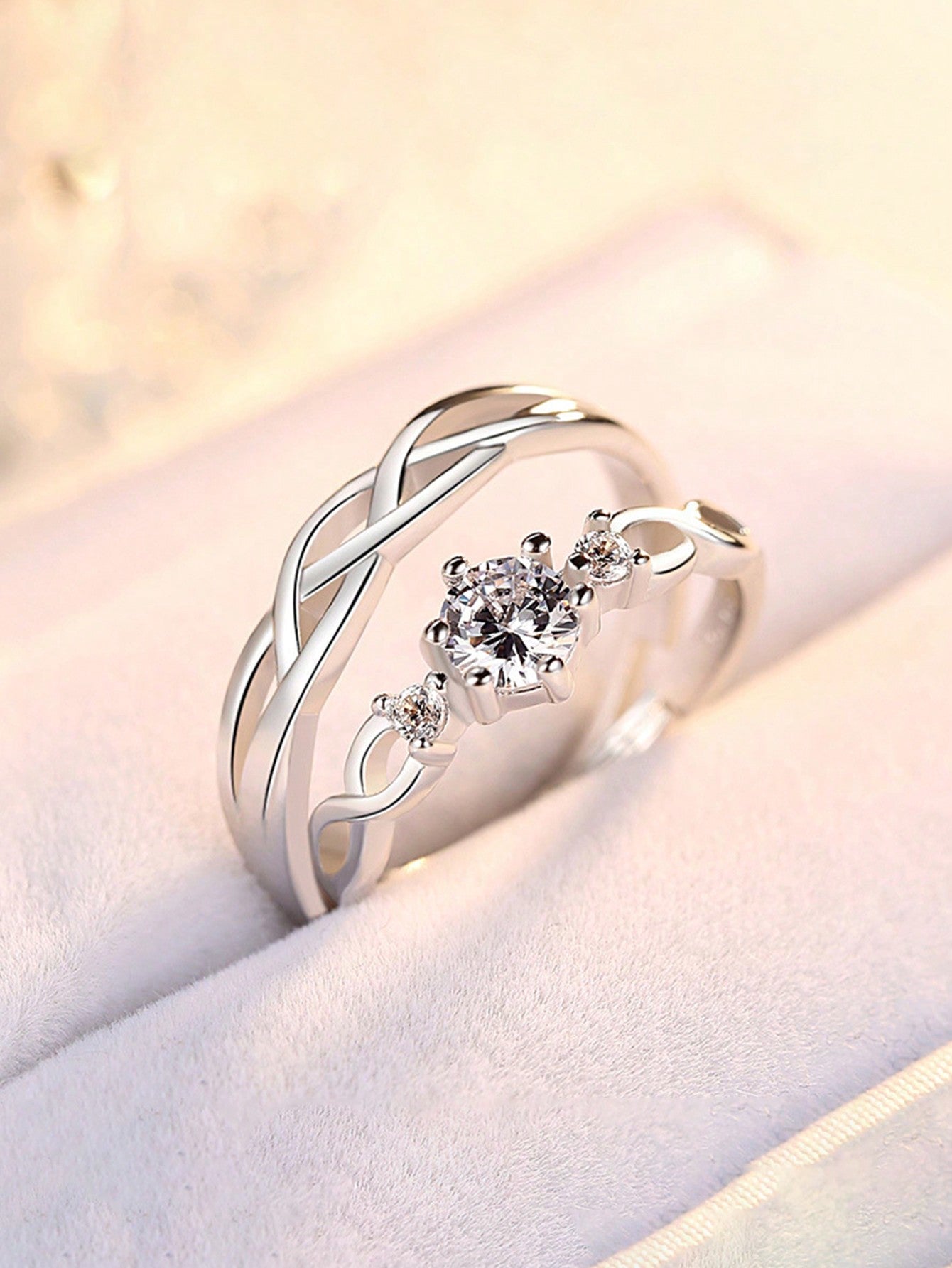 1pair Luxurious & Stylish Chic & Hollow Out Heart Adjustable Couple Rings