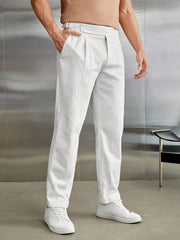 Manfinity Mode Men's White Press Pleated Weave Suit Pants