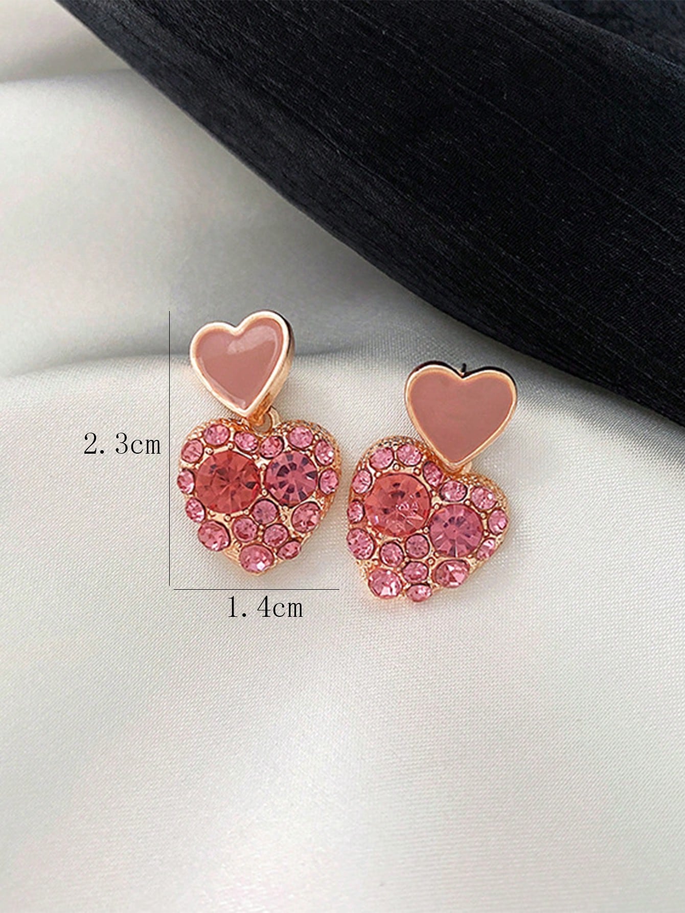 1pair Elegant Pink Vintage Cube Shaped Dangle Earrings With Full Rhinestones And Oil Drop