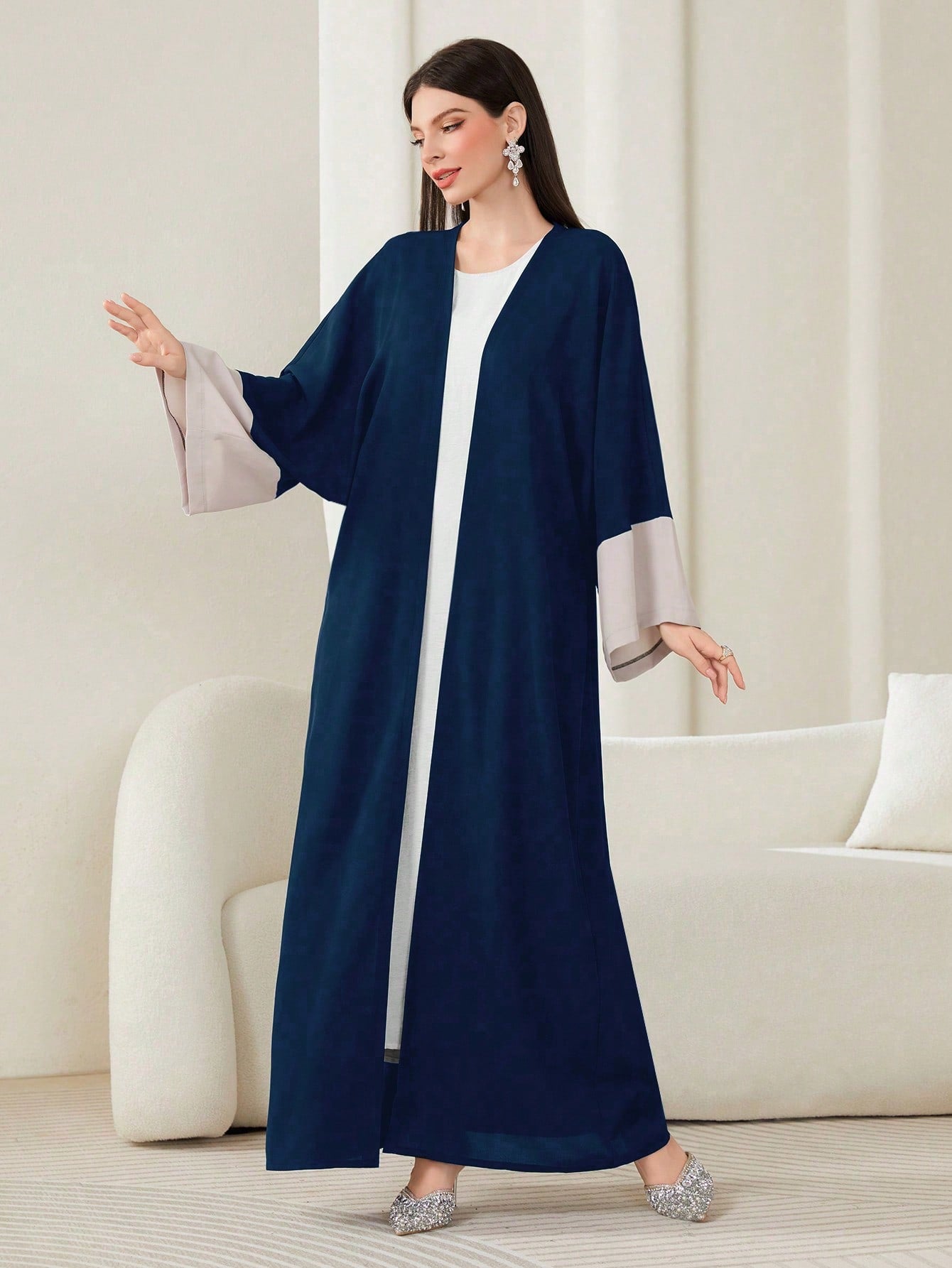 Najma Colorblock Flounce Sleeve Abaya