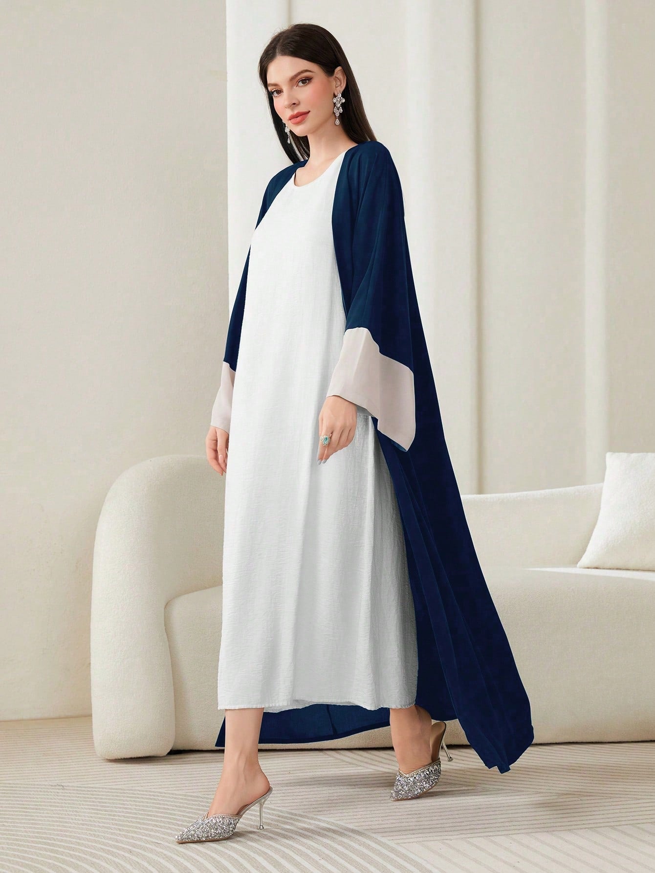 Najma Colorblock Flounce Sleeve Abaya