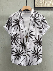 Manfinity RSRT Men's Coconut Tree Pattern Button-front Short Sleeve Shirt