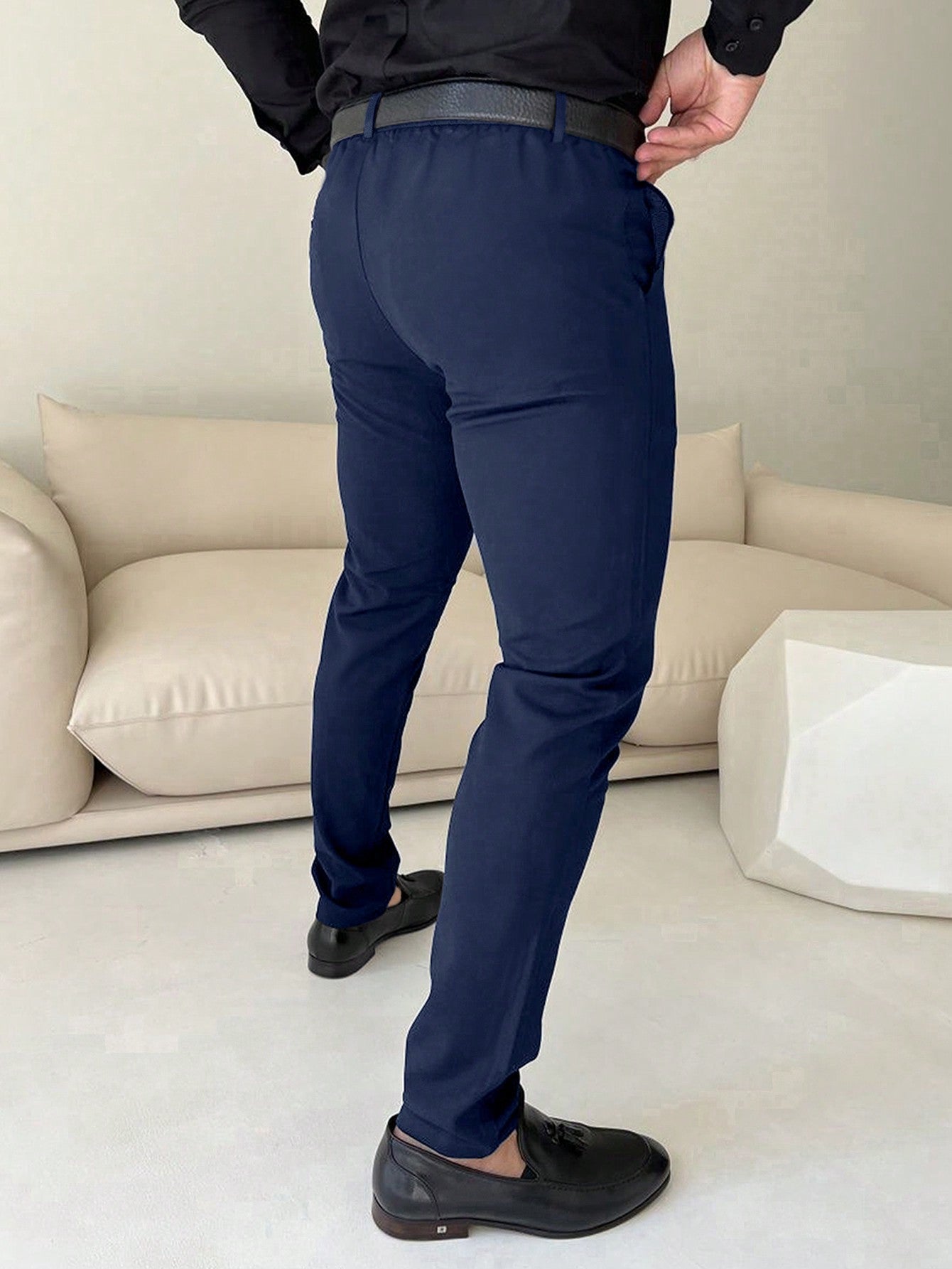 Manfinity Men's Solid Color Suit Pants (belt Not Included)