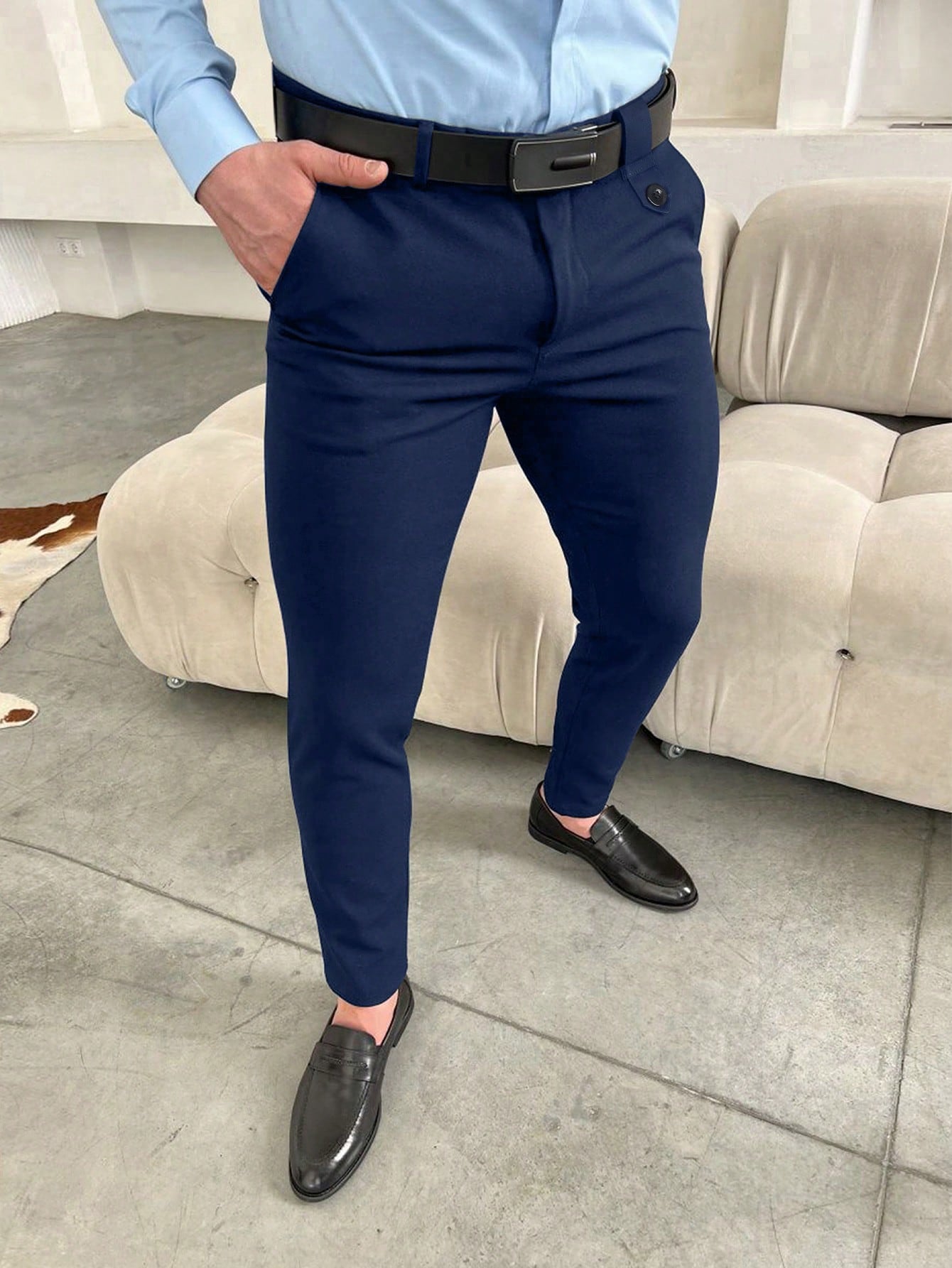 Manfinity Men's Solid Color Suit Pants (belt Not Included)