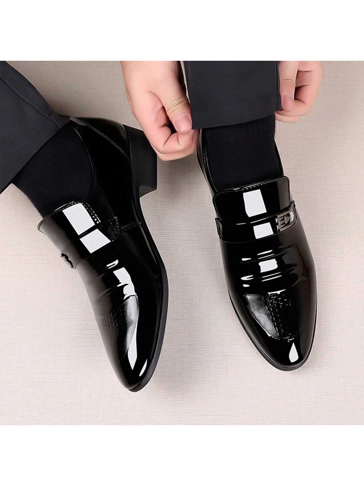 Men's Formal Business Low-cut Pu Leather Shoes, Breathable And Comfortable, Best For Weddings And Casual Settings, Available In Large Sizes