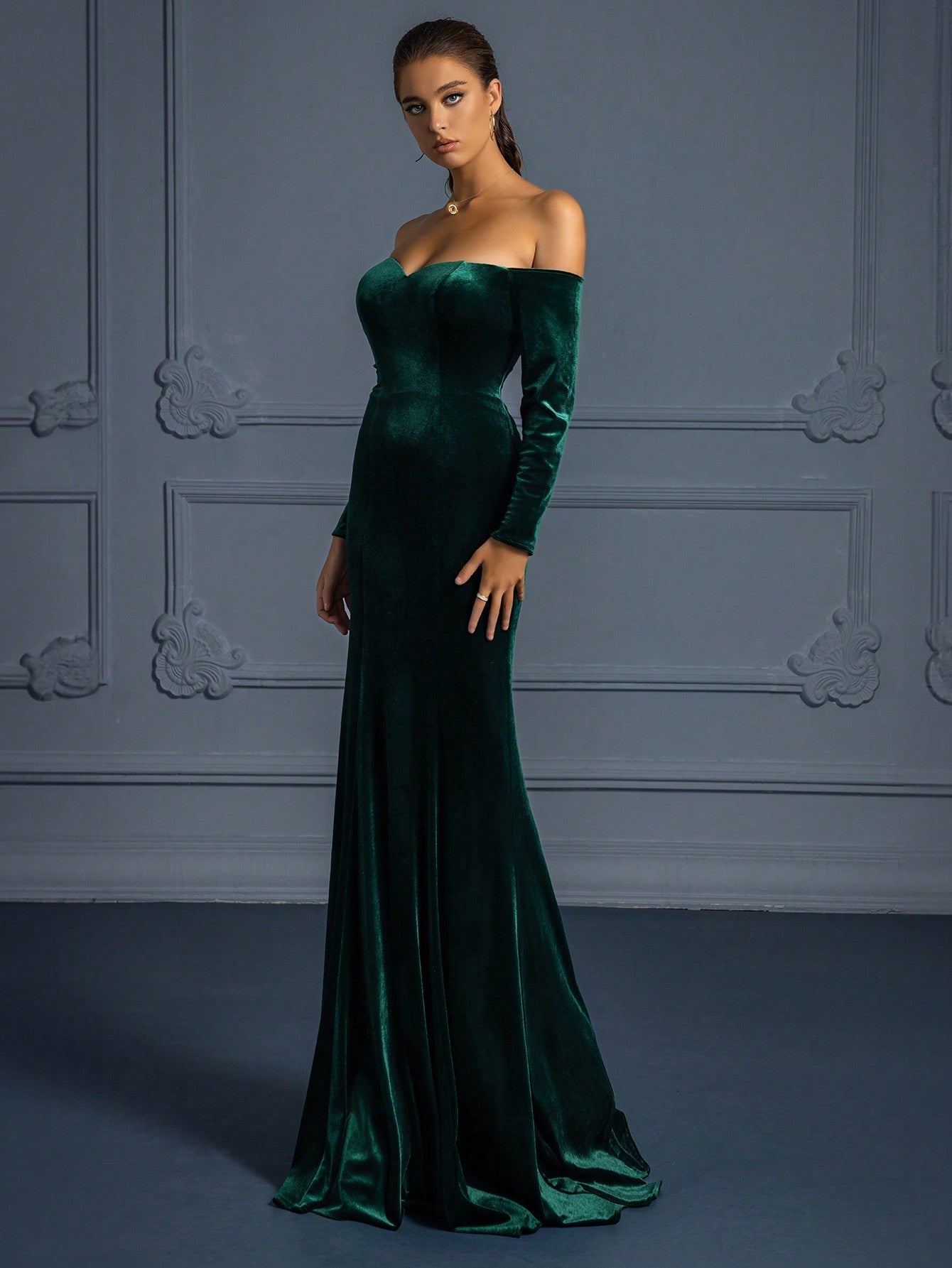 High-end, Noble, Luxurious, Elegant Banquet, Annual Meeting, Wedding Party, Elegant Velvet Dress