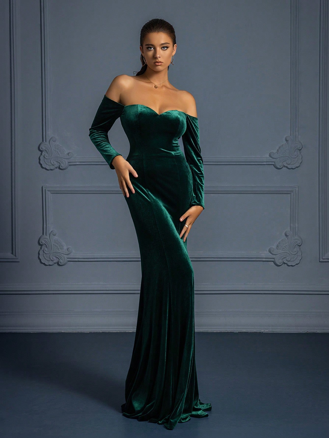 High-end, Noble, Luxurious, Elegant Banquet, Annual Meeting, Wedding Party, Elegant Velvet Dress