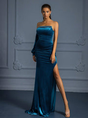 Women's Elegant Strapless Long Evening Dress