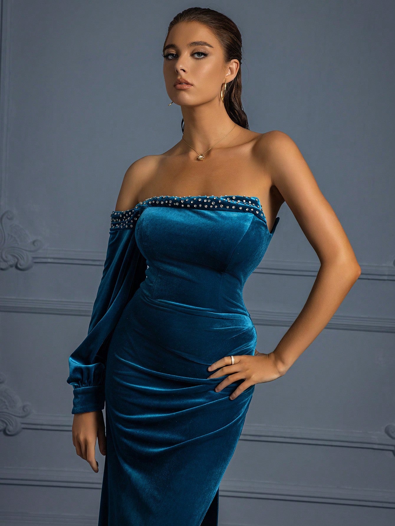 Women's Elegant Strapless Long Evening Dress