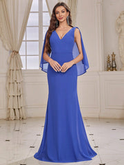 Belle Bridesmaid Dress With Deep V-neck, Ruffle Trim And Irregular Hem