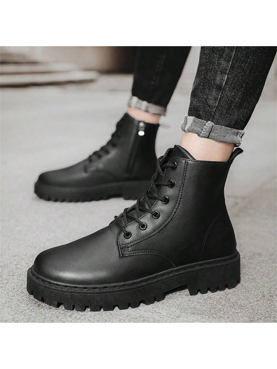 New Autumn Winter Men's High Top Leather Boots All-match Men's Shoes