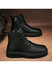 New Autumn Winter Men's High Top Leather Boots All-match Men's Shoes