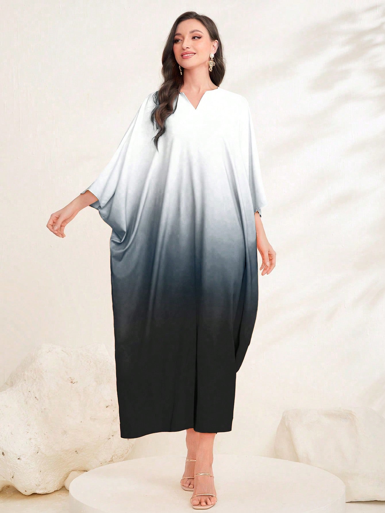 Najma Ombre Print Batwing Sleeve Kaftan