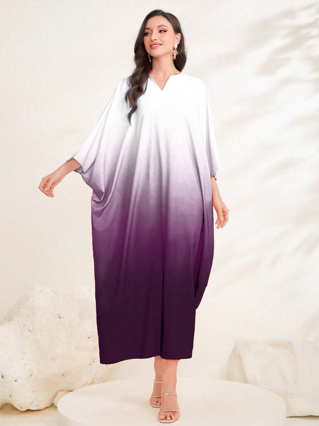 Najma Ombre Print Batwing Sleeve Kaftan