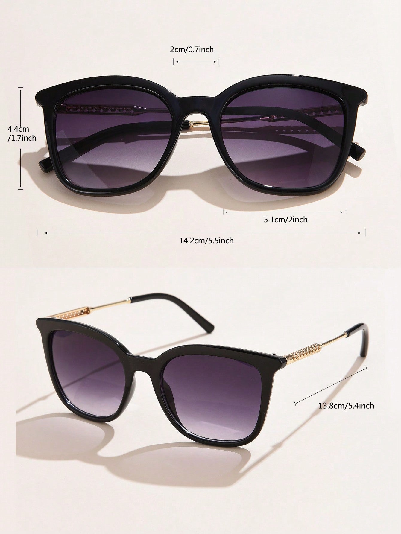 1pc Women's Fashionable Semi-metallic Square Sunglasses For Daily Wear, With Glasses Case