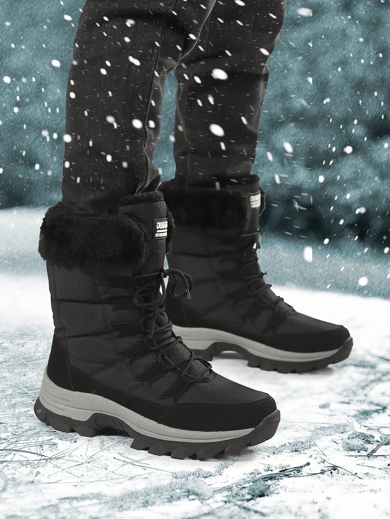 Men's Winter Snow Boots, Plus Velvet, Thick, Warm, Waterproof, -40°c, Leather & Fur Integrated, Plus Size