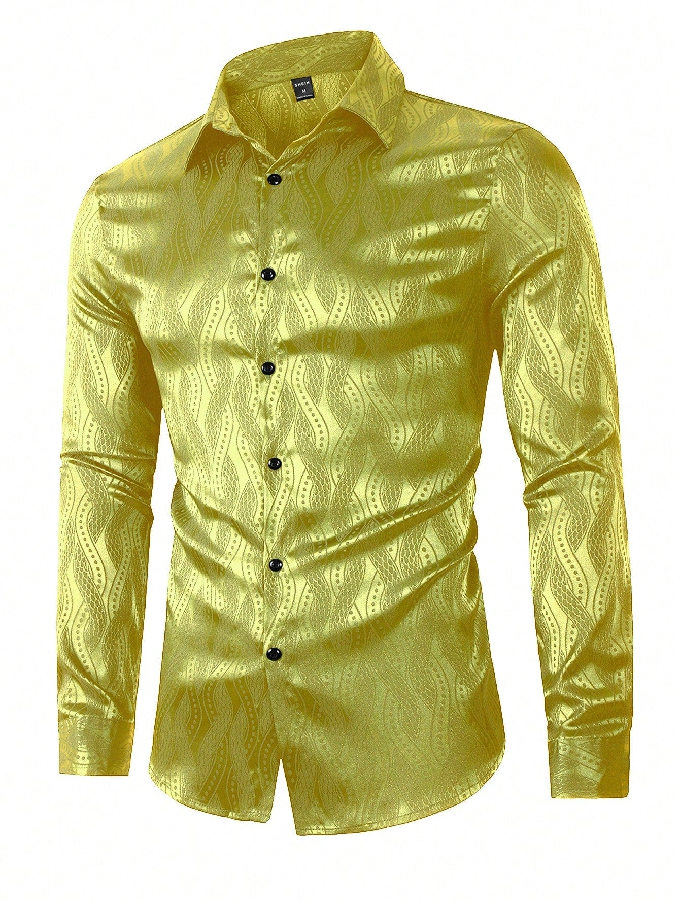 Manfinity Men Button Up Jacquard Satin Shirt