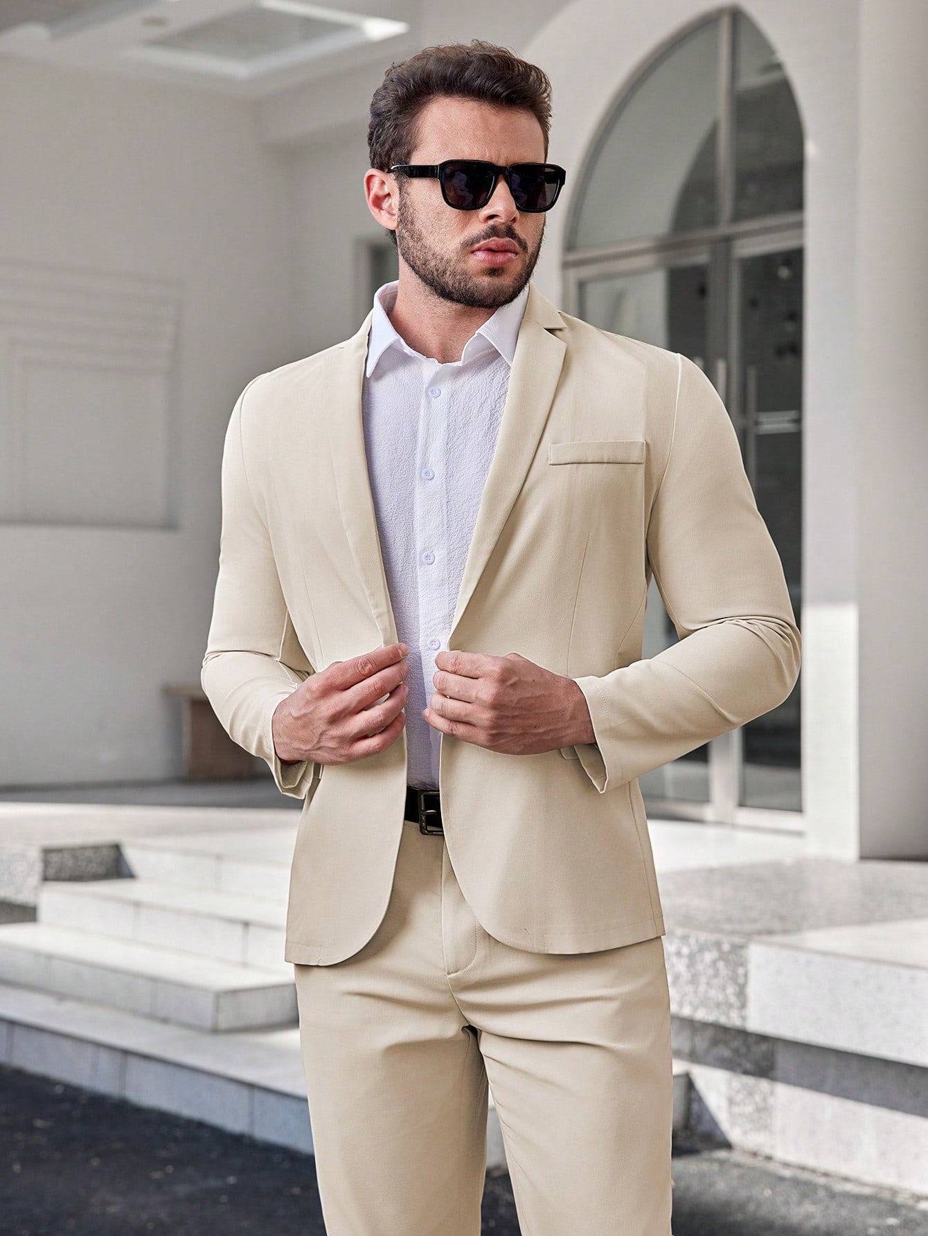 Manfinity Mode Men's Open-front Jacket Suit